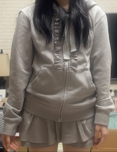 MUSINSA公式 | NACHE RUFFLE HOODIE ZIP-UP LIGHT GRAY