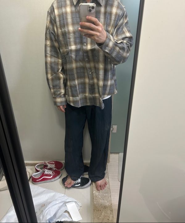 MUSINSA | COOR Ombre Flannel One-Pocket Check Shirt (Check Brown)