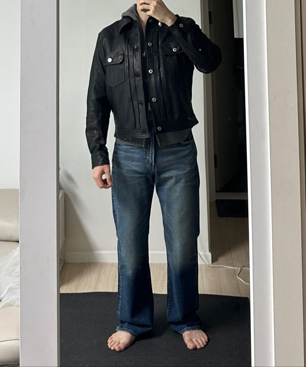 ジャケット・アウター COOR Goat Skin Pocket Trucker Jacket COOR] Goat Skin Pocket Trucker Jacket (Black) 正規品 韓国ブランド