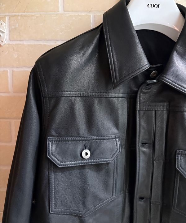ジャケット・アウター COOR Goat Skin Pocket Trucker Jacket COOR] Goat Skin Pocket Trucker Jacket (Black) 正規品 韓国ブランド