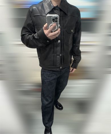 MUSINSA | COOR Goat Skin Pocket Trucker Jacket (Black)