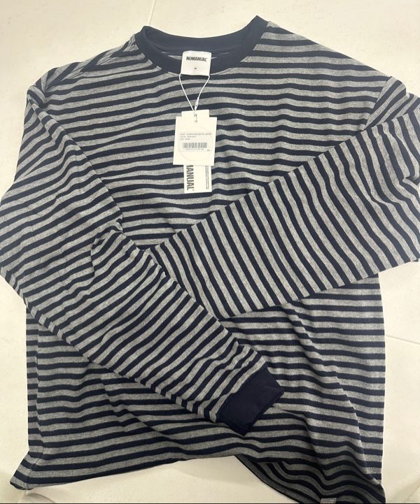 MUSINSA | NOMANUAL NM BORDER LONG SLEEVE TEE - DARK NAVY