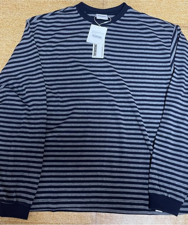 MUSINSA | NOMANUAL NM BORDER LONG SLEEVE TEE - DARK NAVY
