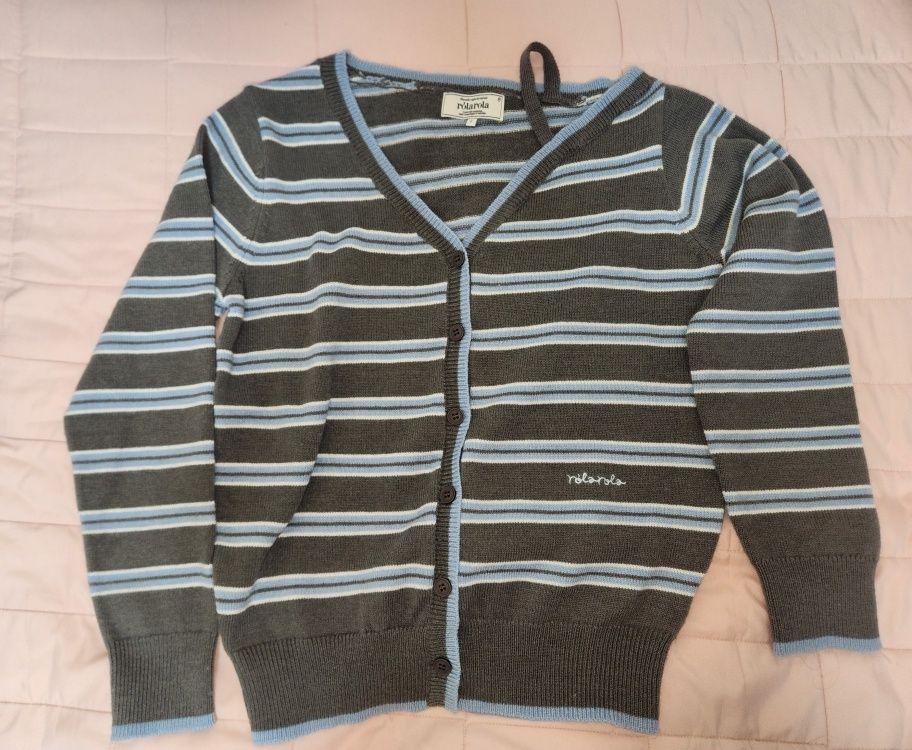 MUSINSA | ROLAROLA ONE OFF SHOULDER STRIPE WOOL BLENDED CARDIGAN GRAY
