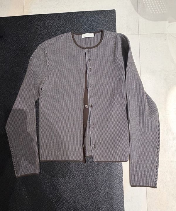 AMOMENTO STRIPE BUTTON ライトアウターカーディガン男女兼用 MUSINSA公式 | AMOMENTO STRIPE BUTTON UP CARDIGAN (2COLORS)