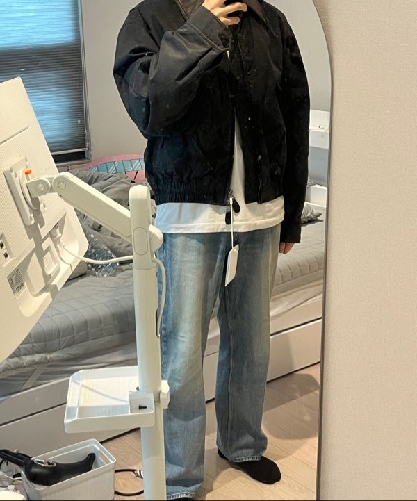 MUSINSA | COOR Leather Collar MK-3 Flight Jumper (Dark Grayish Green)