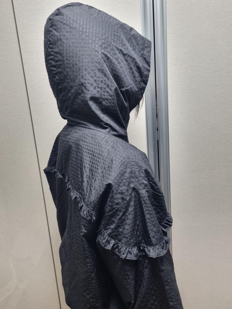 MUSINSA | 5OML Hooded Windbreaker Frill Jumper (Check Black)