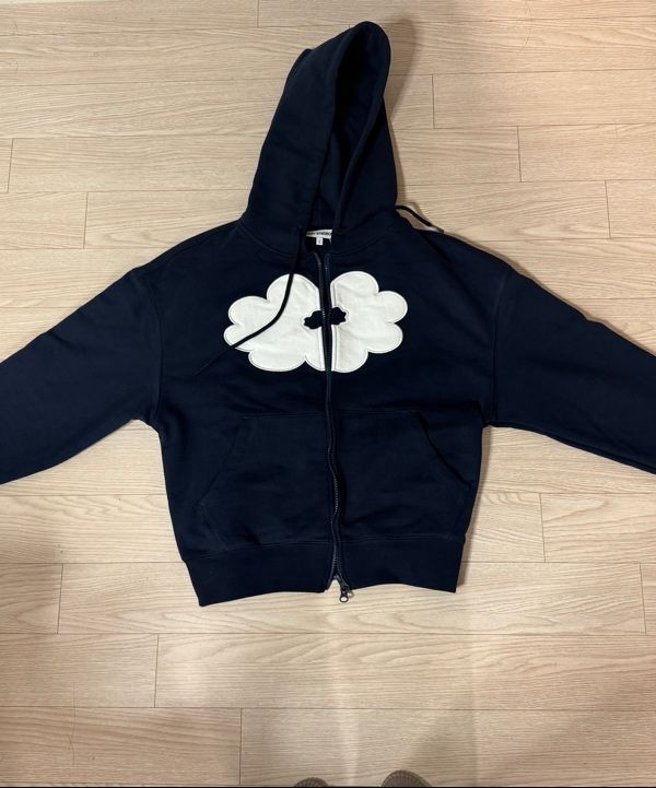 MUSINSA | DAISY SYNDROME FLORAL CROPPED HOODIE ZIP-UP navy
