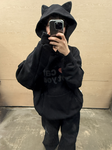 MUSINSA | ITZAVIBE I LOVE CAT NOT YOU CAT EAR HOODIE