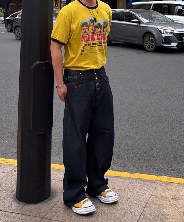 MUSINSA公式 | TAKEASY ボタンフライカーブデニムパンツ（インディゴ