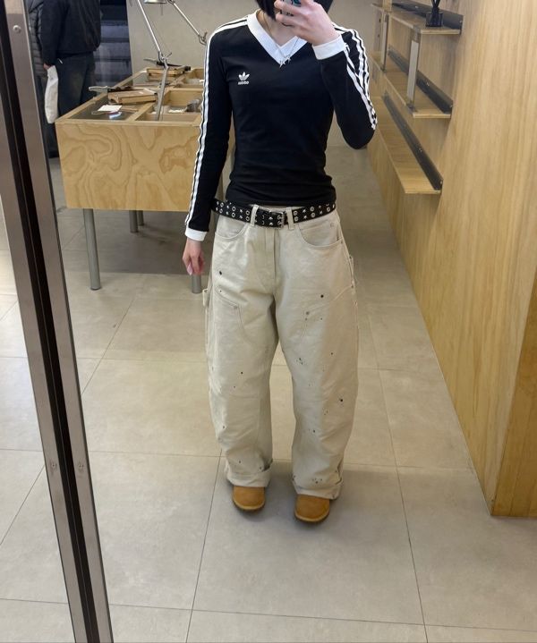 MUSINSA | EASY NO EASY Curved Double Knee Chino Pants - Ivory