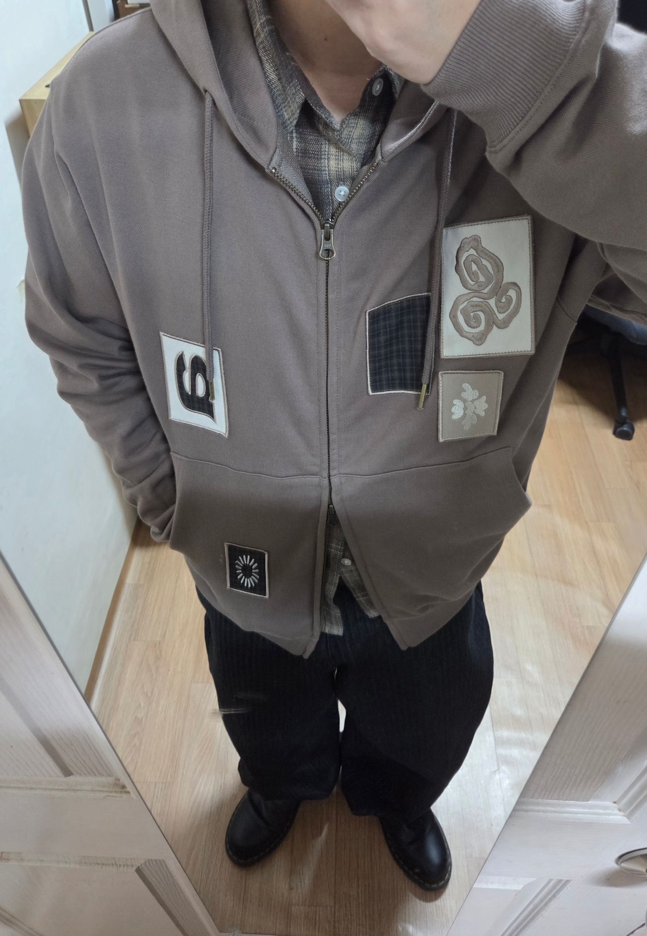 MUSINSA | THE COLDEST MOMENT TCM frame hooded zip-up (brown)
