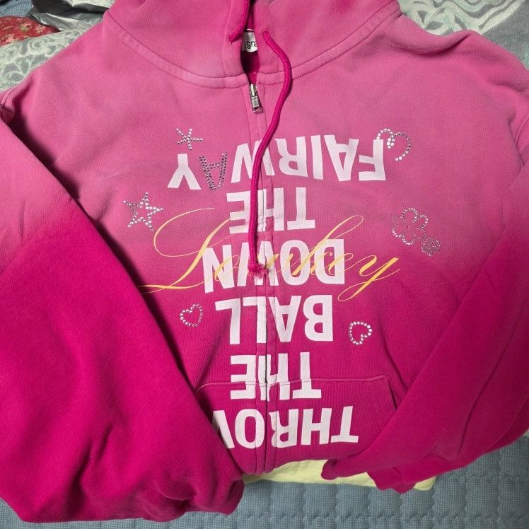 MUSINSA | GRAILZ OVER GRAPHIC VINTAGE ZIP HOODIE [PINK]