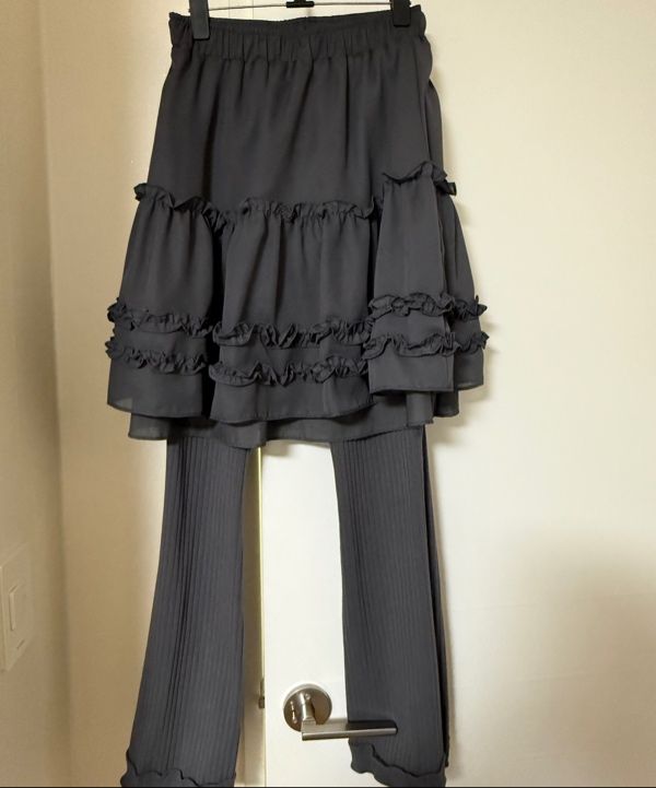 MUSINSA公式 | FLAREUP 3-Layered Ruffle Skirt Pants (FL-260_Charcoal)