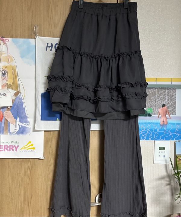 MUSINSA公式 | FLAREUP 3-Layered Ruffle Skirt Pants (FL-260_Charcoal)