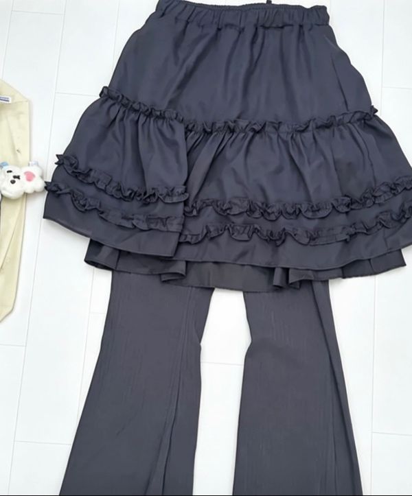 スカート FLAREUP 3-Layered Ruffle Skirt Pants MUSINSA | FLAREUP 3-Layered Ruffle Skirt Pants (FL-260_Charcoal)