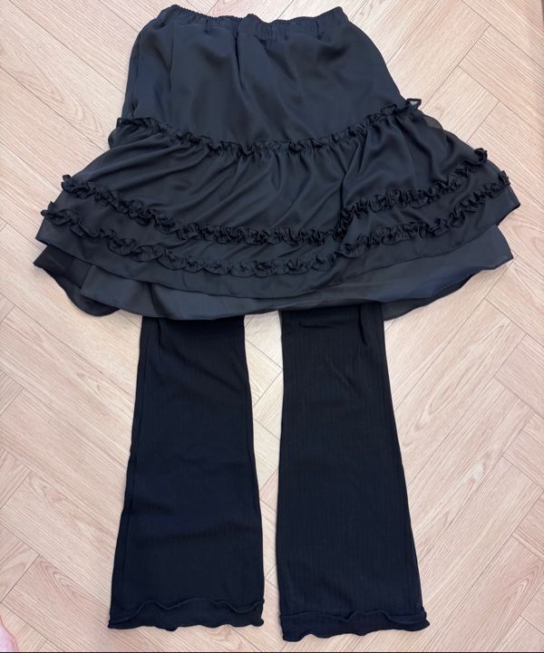 MUSINSA | FLAREUP 3-Layered Ruffle Skirt Pants (FL-260_Black)