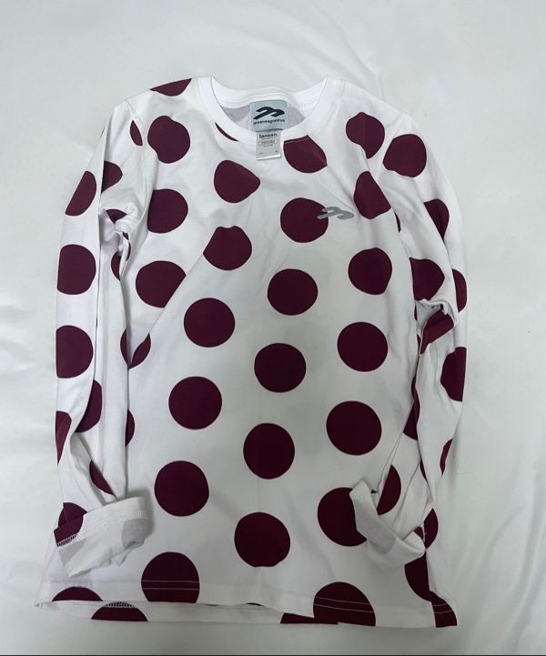 MUSINSA | TANSANMAGNESIUM Dot Pattern Long Sleeve (White/Red)
