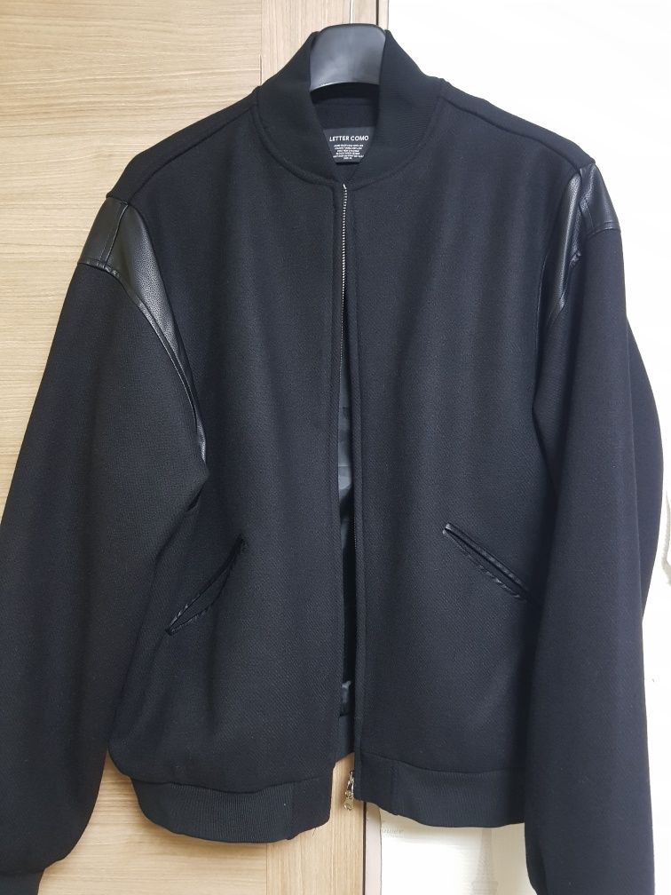 MUSINSA | LETTERCOMO New Word Stadium Wool Varsity Jacket All Black