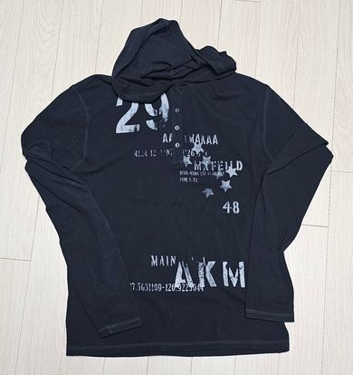 MUSINSA | AAKAM Numbering Hooded Long Sleeve (Black)