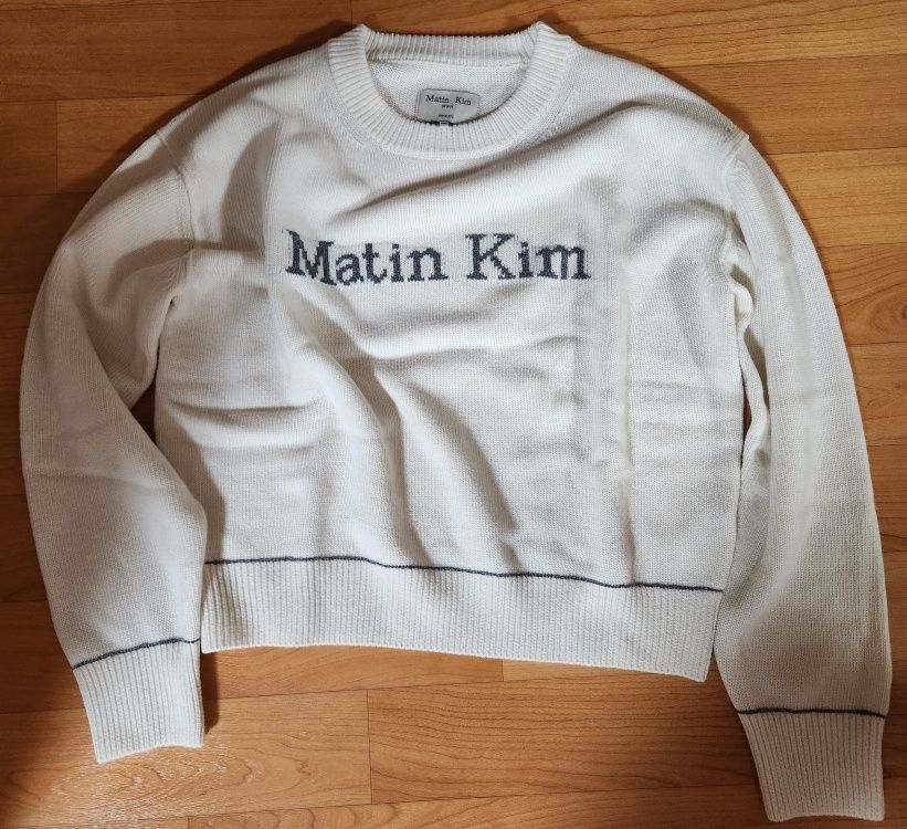 MUSINSA | MATIN KIM COLOR TRIM LINE LOGO PULLOVER IN IVORY