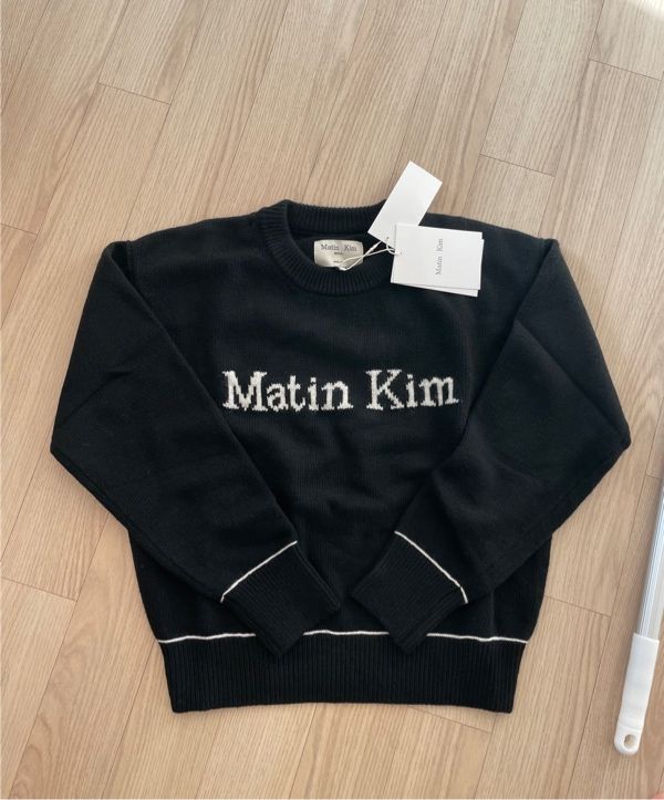 MUSINSA | MATIN KIM COLOR TRIM LINE LOGO PULLOVER IN BLACK
