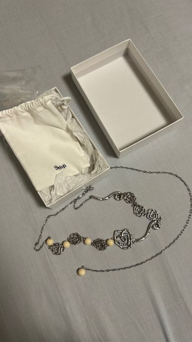 MUSINSA公式 | SINOON Rose Beads Chain Belt (Silver Gold)