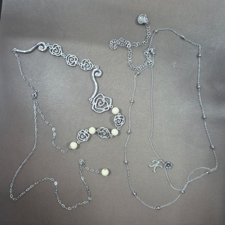 MUSINSA公式 | SINOON Rose Beads Chain Belt (Silver Gold)