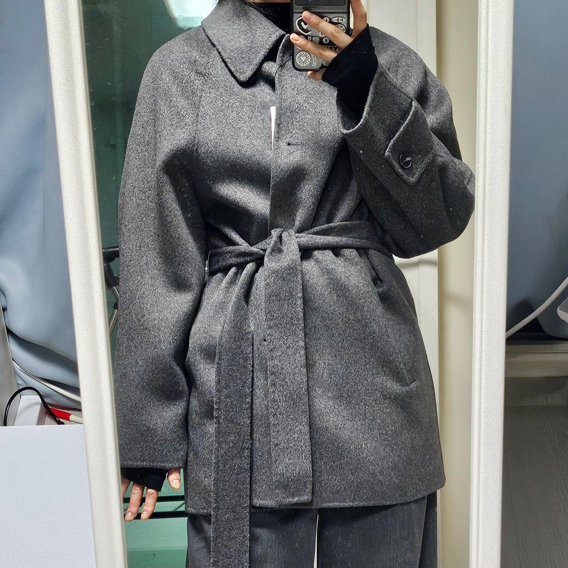 MUSINSA | MONGDOL Cashmere Wool Handmade Half Coat Gray MDCT013GRAY