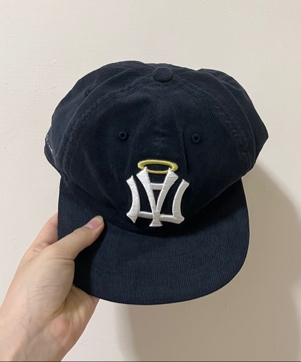 MUSINSA | AEAE AE SYMBOL CORDUROY ANGEL WING CAP [NAVY]