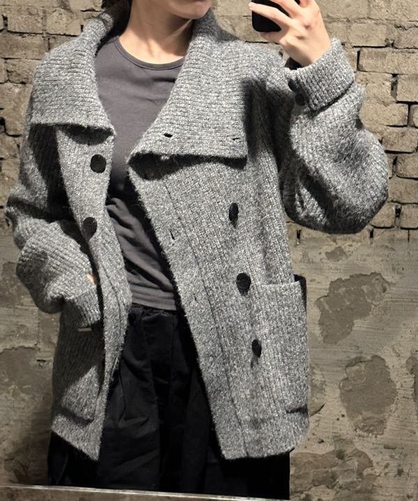 MUSINSA公式 | MISEKI SEOUL Double button bold knit GREY