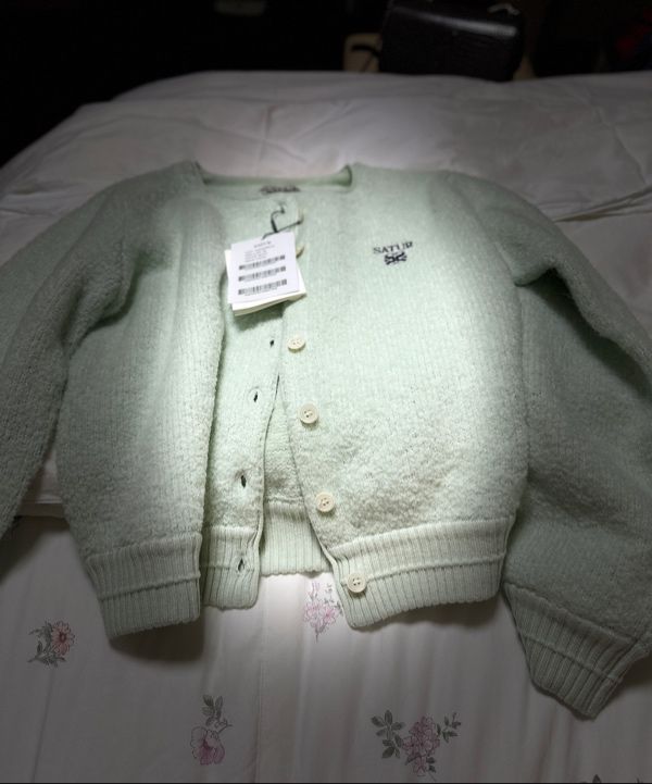 SATUR W Fleece Crew カーディガン ミント MUSINSA | SATUR (W) Boucle Crew Neck Cardigan Mint