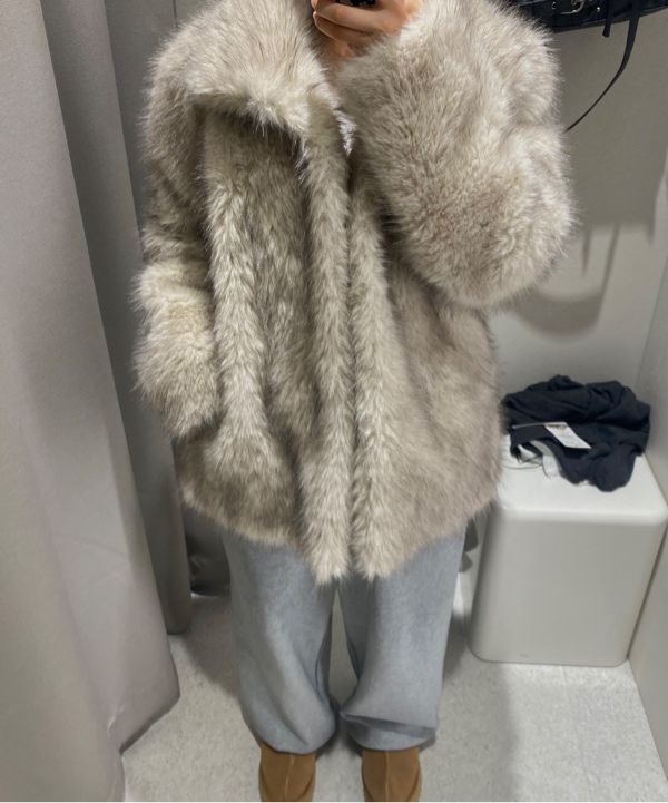 MUSINSA公式 | OAFISH FLUFFY MIX FUR JACKET, LIGHT GRAY