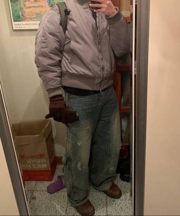 MUSINSA公式 | MOO ハイネッククロップボンバージャケット - グレー