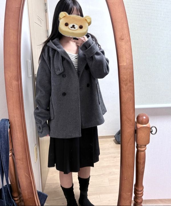 MUSINSA | MISEKI SEOUL Hoodie double button coat CHARCOAL