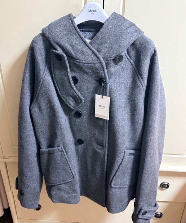 MUSINSA公式 | MISEKI SEOUL Hoodie double button coat CHARCOAL