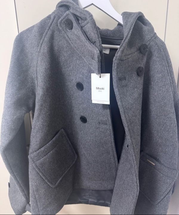 MUSINSA | MISEKI SEOUL Hoodie double button coat CHARCOAL