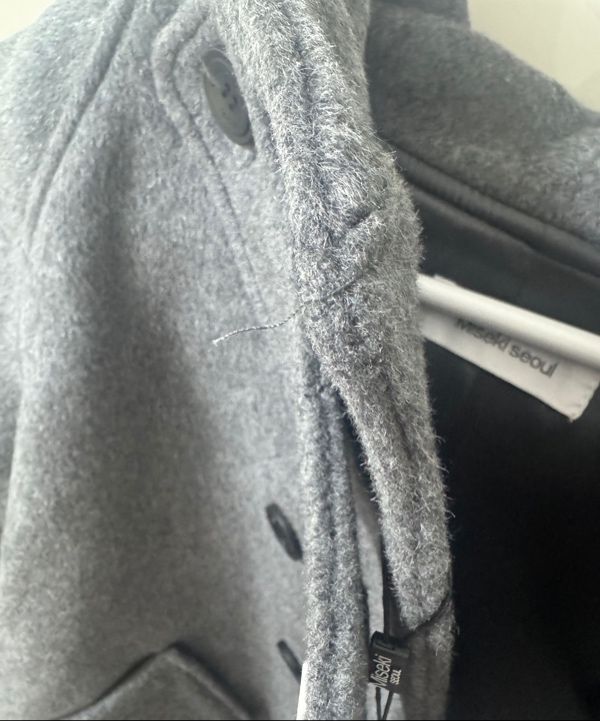 MUSINSA | MISEKI SEOUL Hoodie double button coat CHARCOAL