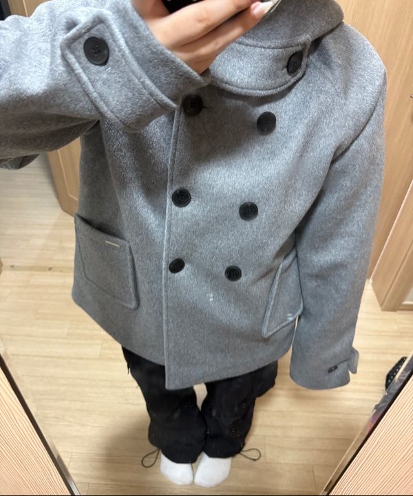 MUSINSA | MISEKI SEOUL Hoodie double button coat GREY