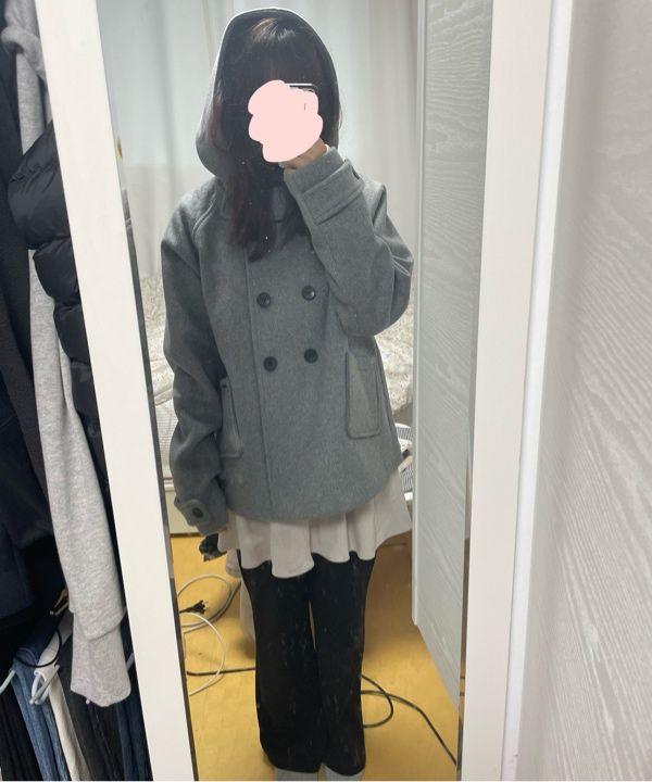 MUSINSA | MISEKI SEOUL Hoodie double button coat GREY