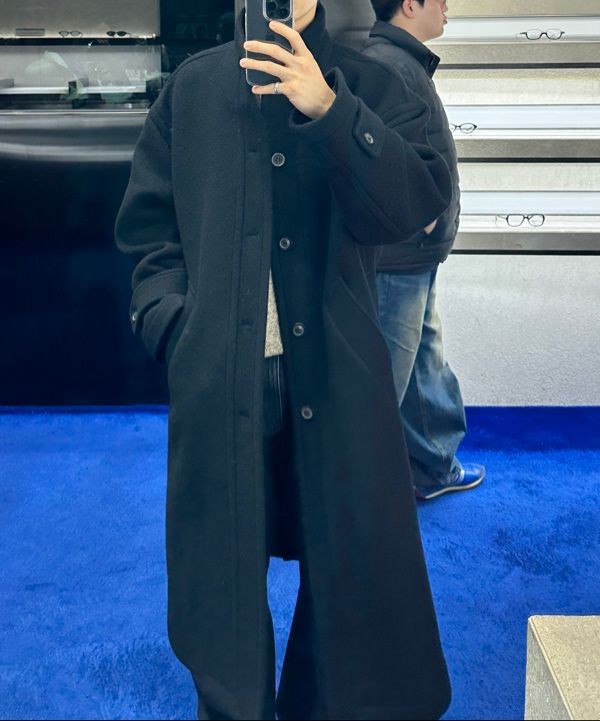 MUSINSA | COOR Virgin wool high-neck coat (black)