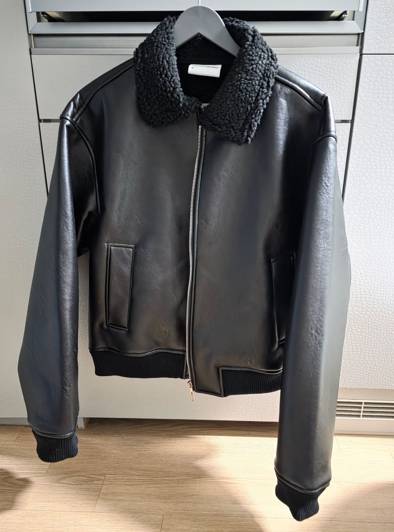 MUSINSA公式 | GLW ヴィンテージムートンバイカージャケットブラック