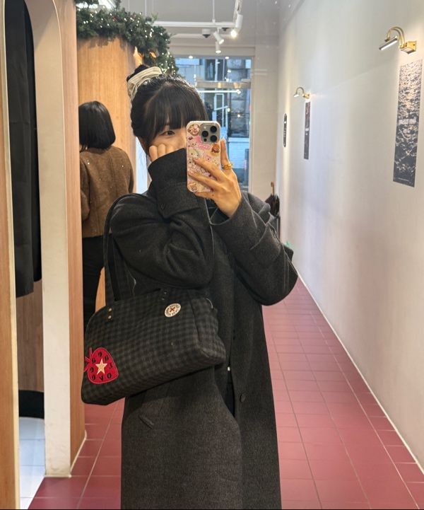 MUSINSA公式 | AEAE EMBROIDERY TOTE BAG [CHECK BLACK]