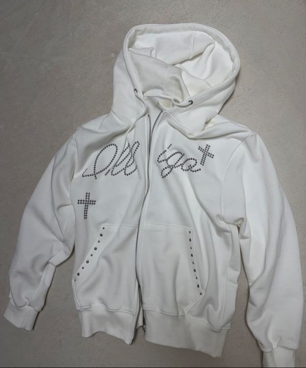 MUSINSA | ILLIGO Cross Hotfix Hooded Zip-Up White