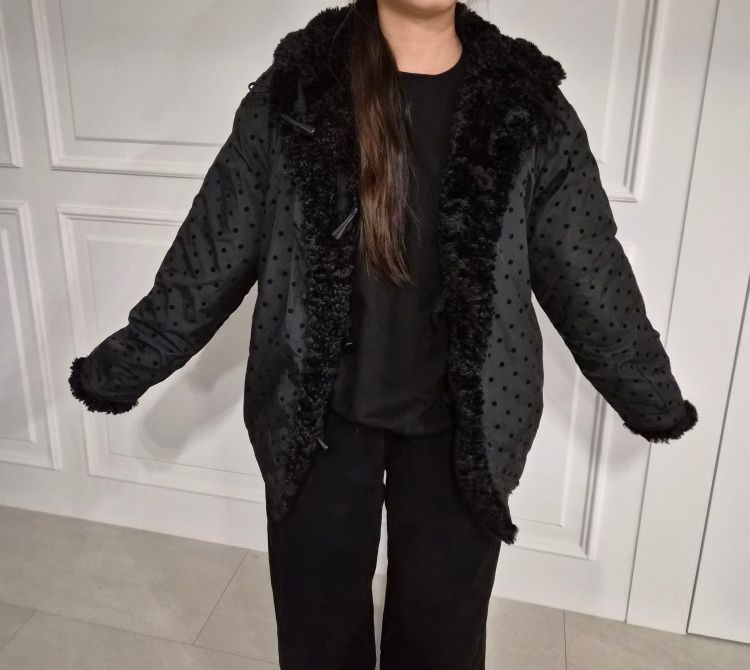 MUSINSA | HIGH SCHOOL DISCO Dot Reversible Fur Jacket_Black