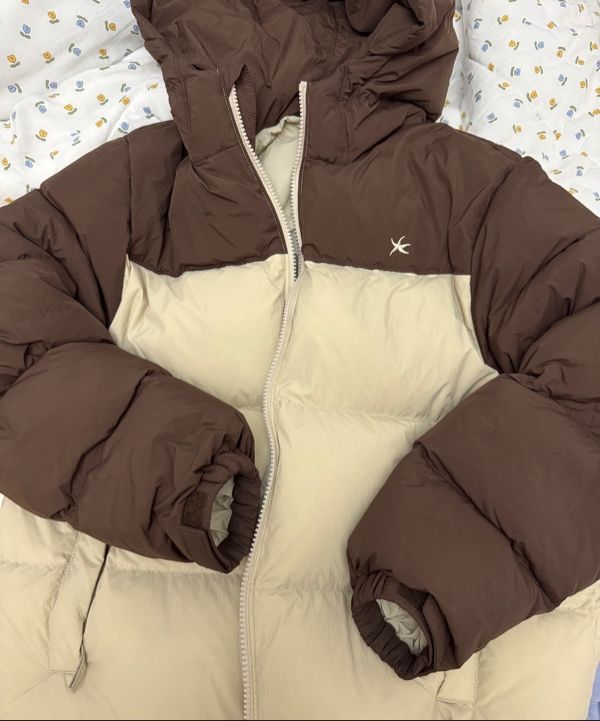 【最終値下げ‼️】the coldest moment ダウンジャケットTCM MUSINSA公式 | THE COLDEST MOMENT TCM color block puffer jacket (brown)