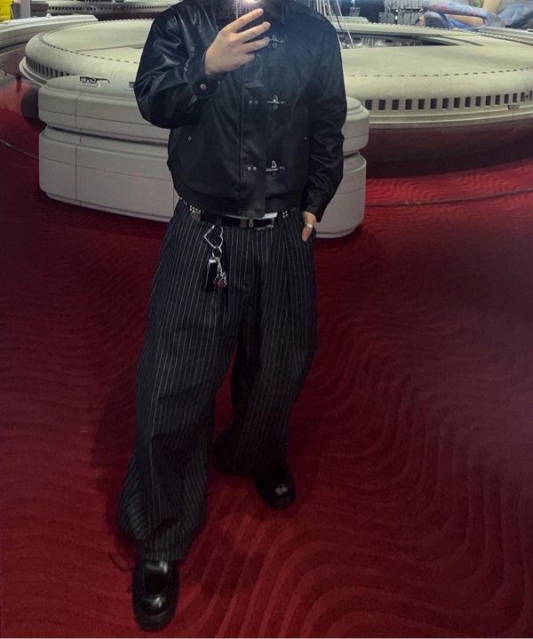 MUSINSA公式 | INDUST キルティングファイヤーマンレザージャケット_