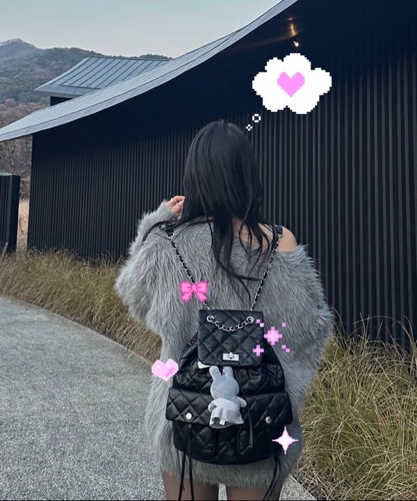 MUSINSA | MATIN KIM DOUBLE POCKET QUILTING BACKPACK IN BLACK
