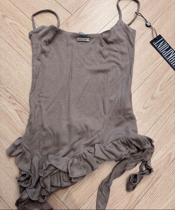 トップス khakipoint Ruffle Layered Sleeveless MUSINSA | KHAKIPOINT Ruffle Layered Sleeveless (brown)