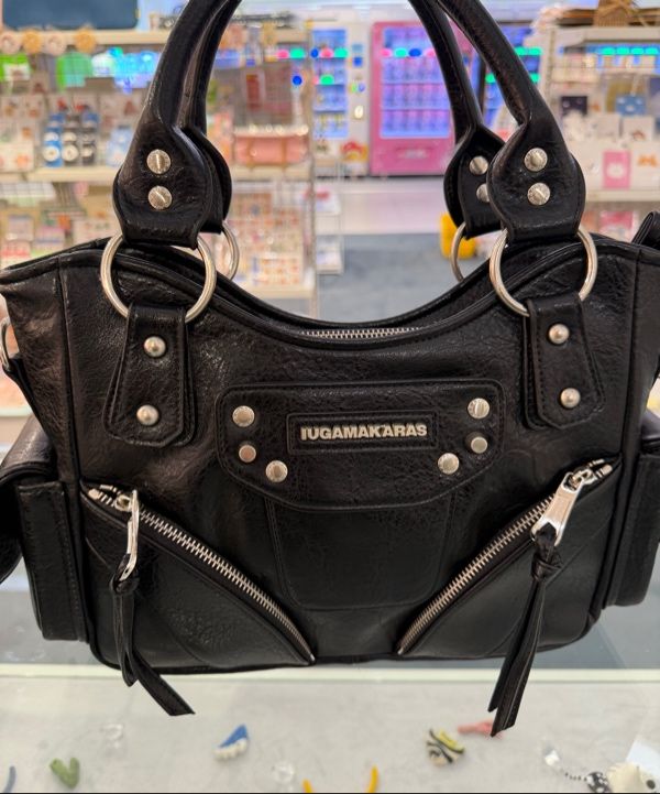 MUSINSA | IUGAMAKARAS Studded Leather Mini Shoulder Bag (Black)